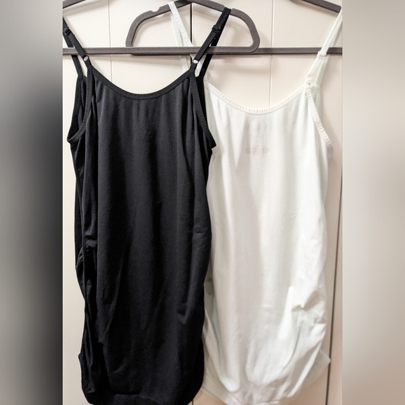 A GLOW, Maternity Seamless Tank, Set of 2, Black & White, Size Large. - Picture 2 of 6